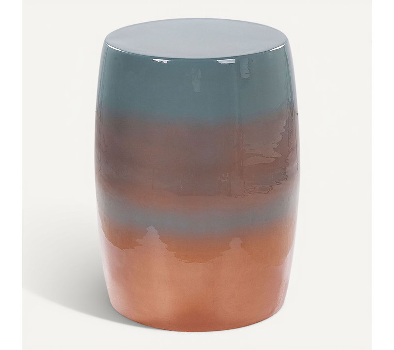 Table D'appoint En Métal Marron Et Bleu D 26 Cm Fraguita