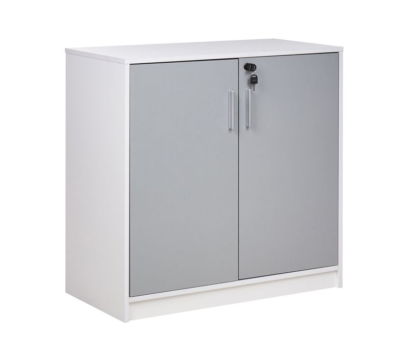 Petite Armoire à 2 Portes Gris Et Blanc 80 Cm Zehna