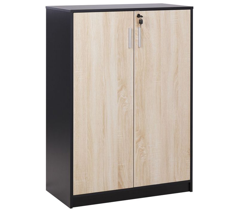 Armoire à 2 Portes Bois Clair Et Noir 117 Cm Zehna