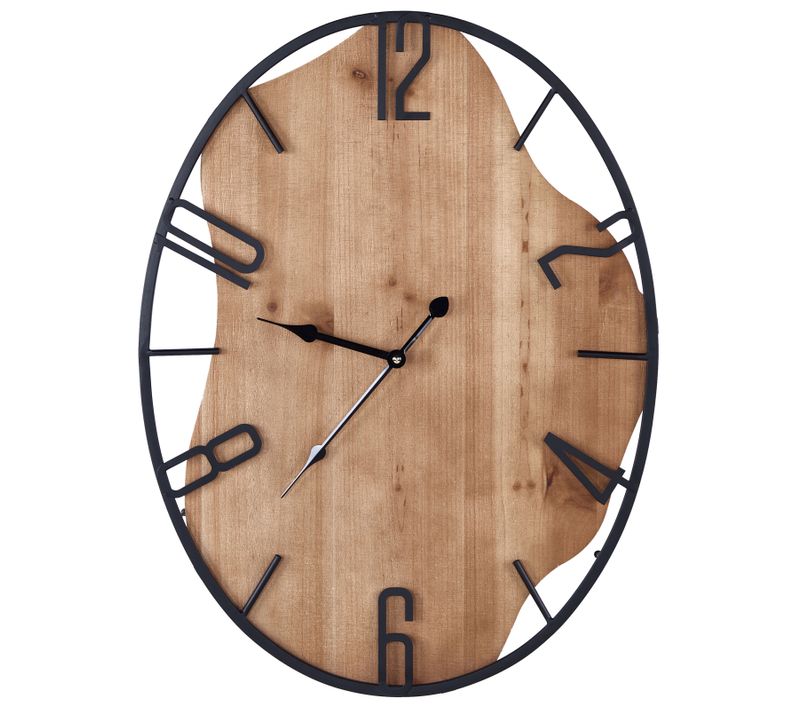 Horloge Murale 46 X 60 Cm Bois Clair Et Noir Meynes