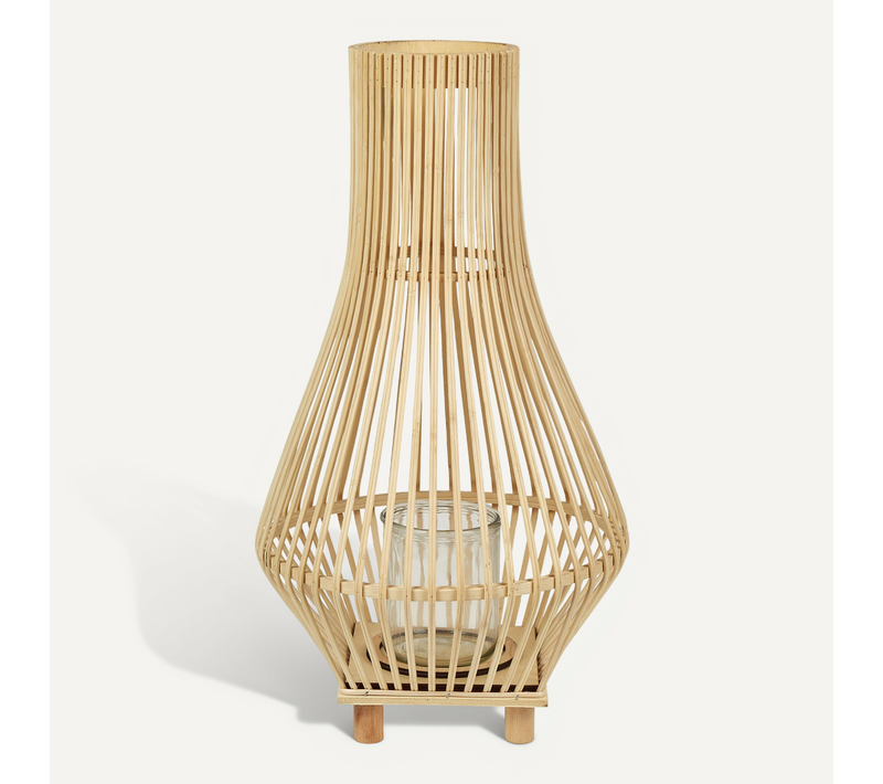 Lanterne Décorative 58 Cm En Bois Clair Leyte