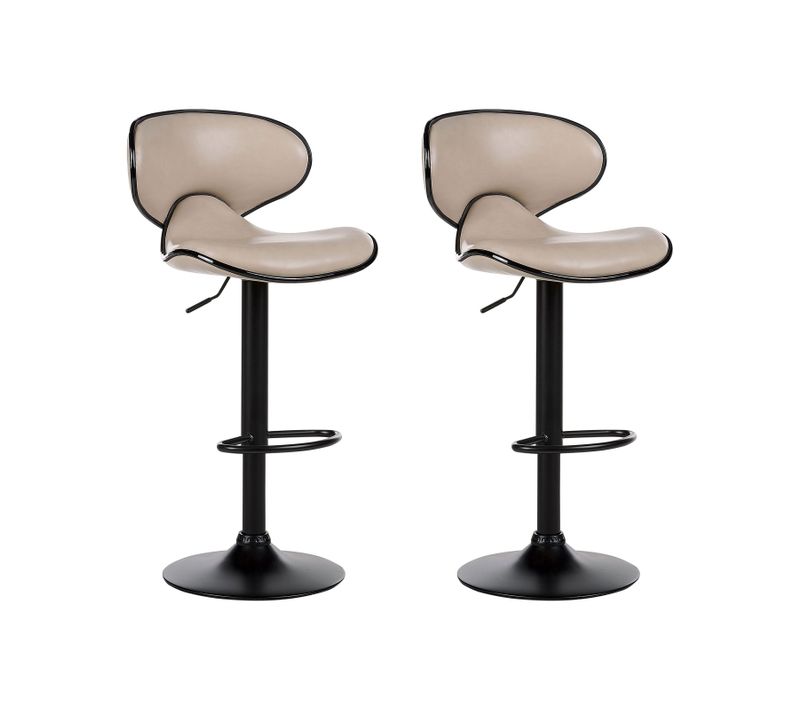 Tabouret De Bar Set De 2 Cuir Pu Beige Clair Conway