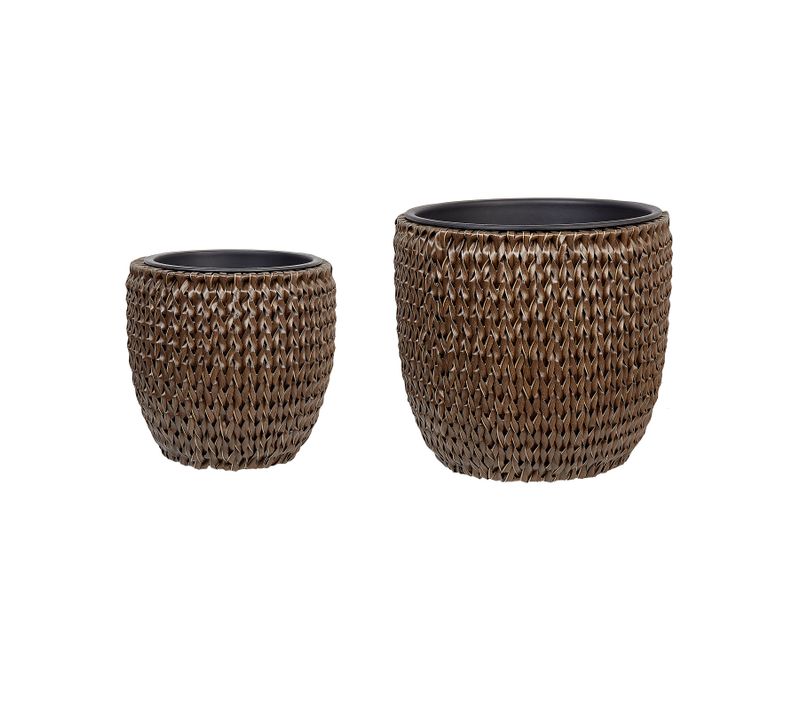 Lot De 2 Cache-pots En Polyrotin Marron Berberis