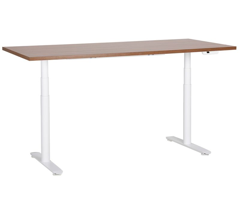 Table à Hauteur Ajustable Électrique 180 X 80 Cm Bois Foncé Destin Iv