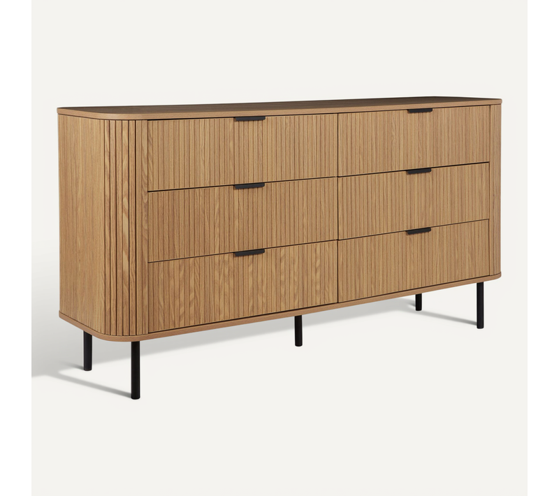 Commode 6 Tiroirs En Bois Clair Bradley