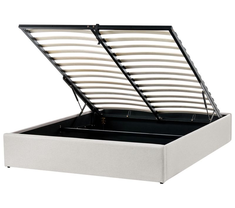 Lit Ottoman Sans Tête De Lit Tissu Dinan 140 X 200 Cm Beige Clair