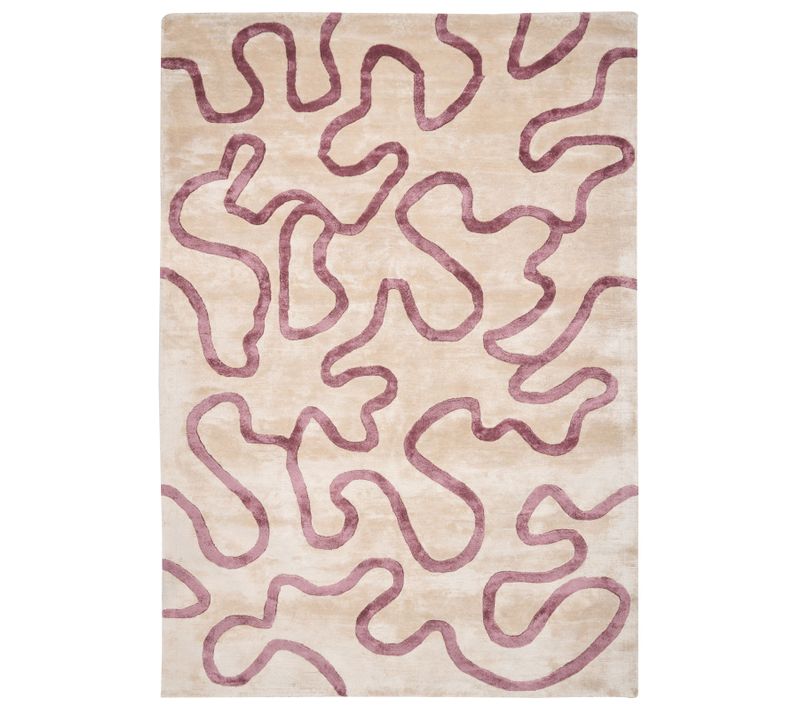 Tapis En Viscose 160 X 230 Cm Beige Et Rose Kappar