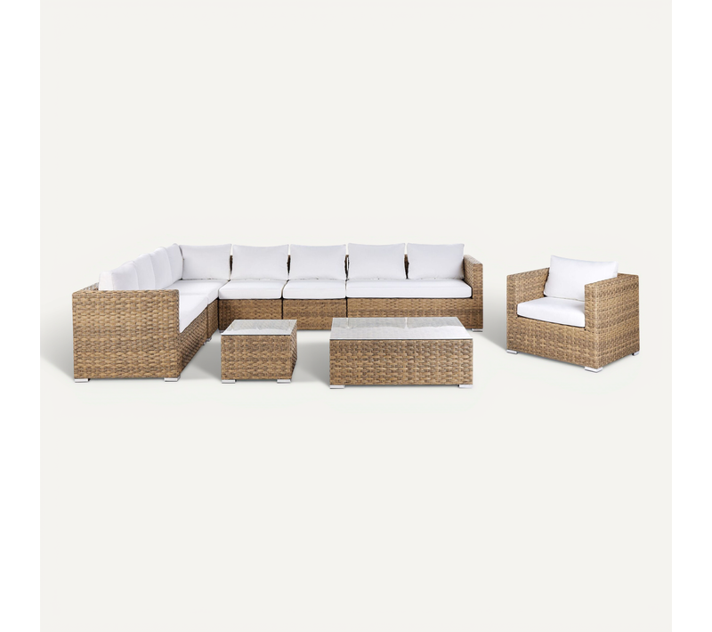 Set De Salon Polyrotin Marron Clair XXL