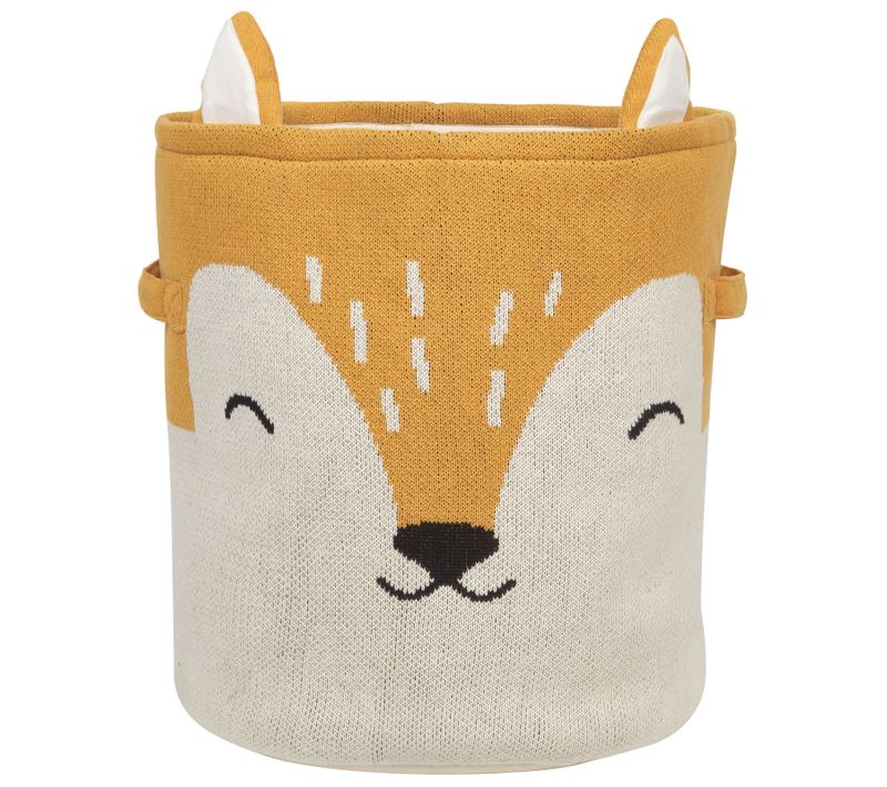 Panier Renard En Coton Beige Et Orange Harrori