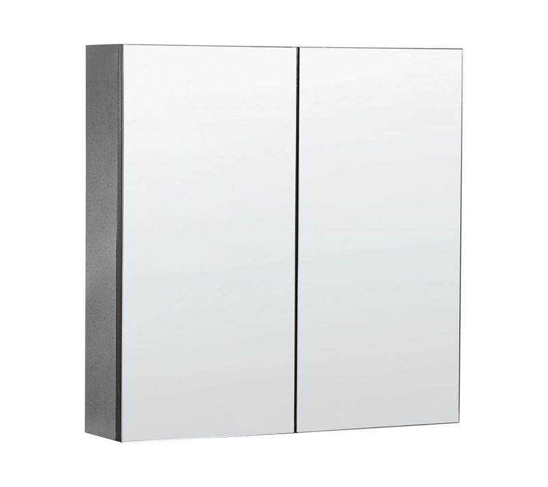 Armoire De Toilette 60 X 60 Cm Avec Miroir LED Noir Navarra