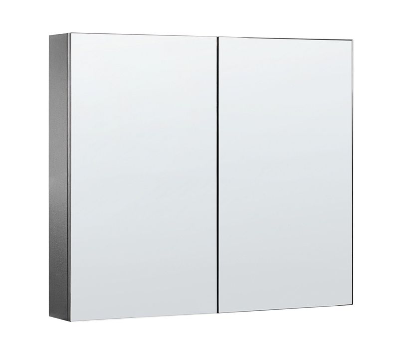 Armoire De Toilette 80 X 70 Cm Avec Miroir LED Noir Navarra