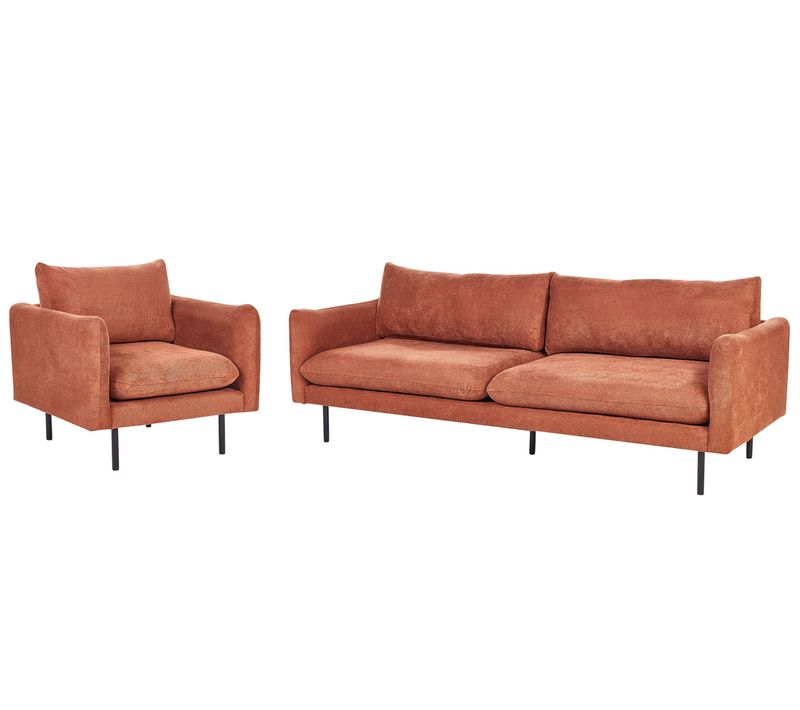 Ensemble De Salon En Tissu Marron Doré Vinterbro