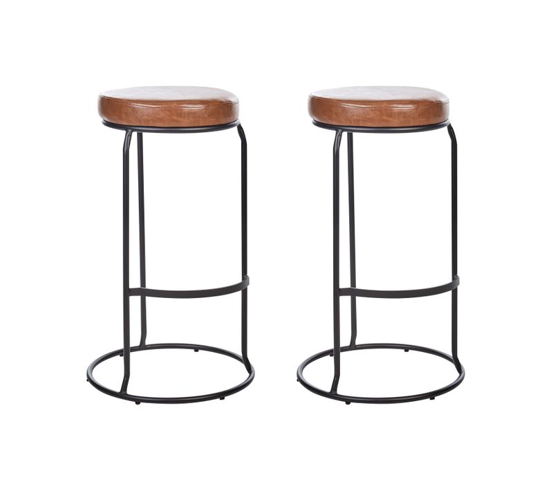 Tabouret De Bar Set De 2 Cuir Pu Marron Milroy