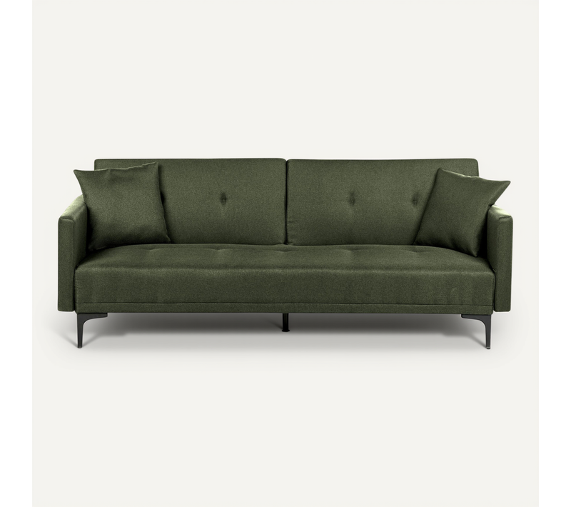 Canapé Convertible 3 Places En Tissu Vert Foncé Lucan