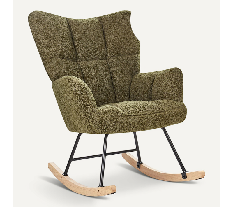 Fauteuil à Bascule Bouclé Vert Foncé Oulu