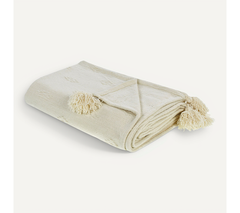 Couvre-lit En Chenille 220 X 240 Cm Beige Kazy