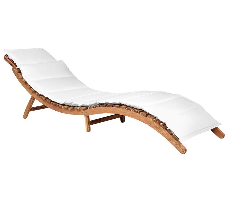 Chaise Longue Avec Coussin Bois Blanc Cassé Luino