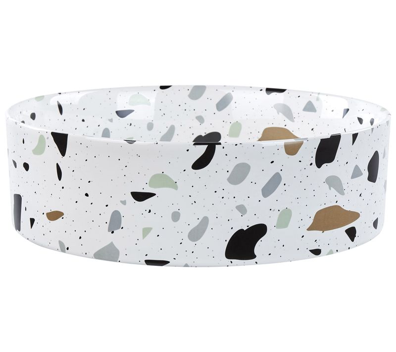 Lavabo En Céramique D 40 Cm Effet Terrazzo Blanc Nules