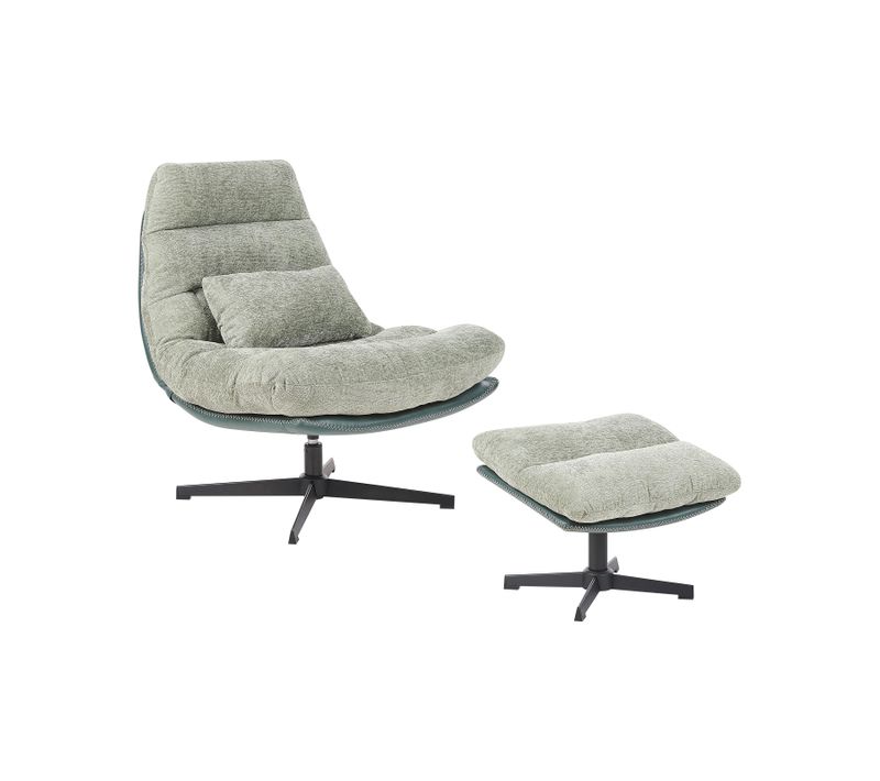 Fauteuil Pivotant Tovik Tissu Chenille Vert Clair