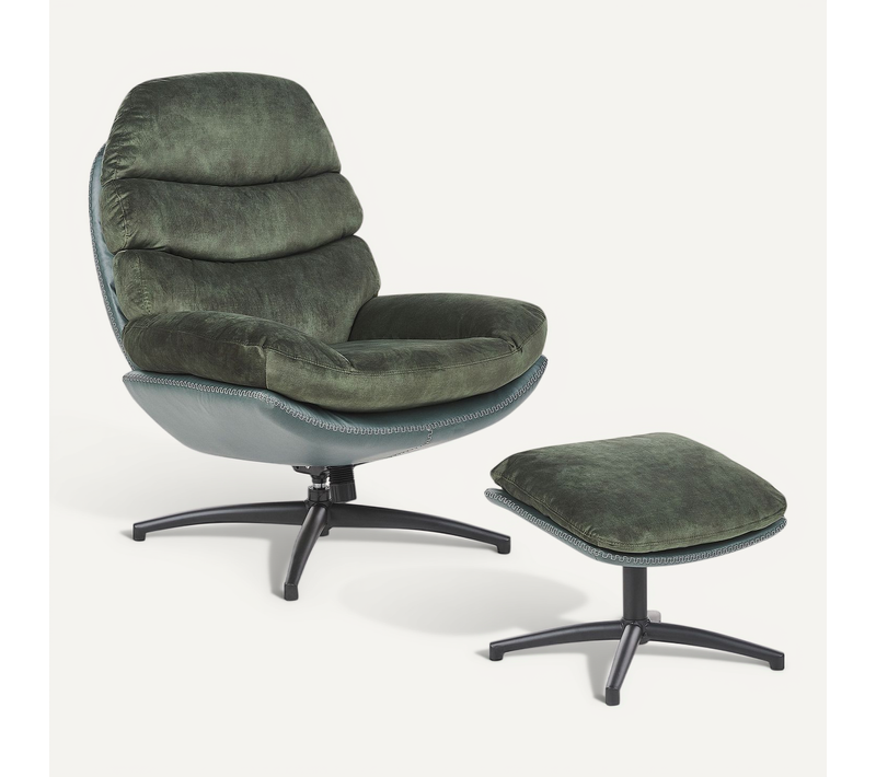 Fauteuil Pivotant Eide Velours Vert Foncé