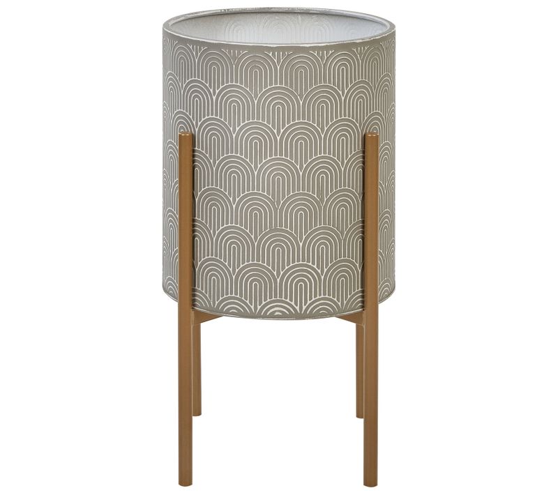 Pot De Fleurs En Métal 31 X 31 X 58 Cm Gris Aubrieta