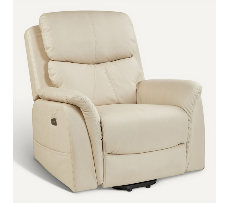 Fauteuil Inclinable Électrique En Similicuir Crème Glorie