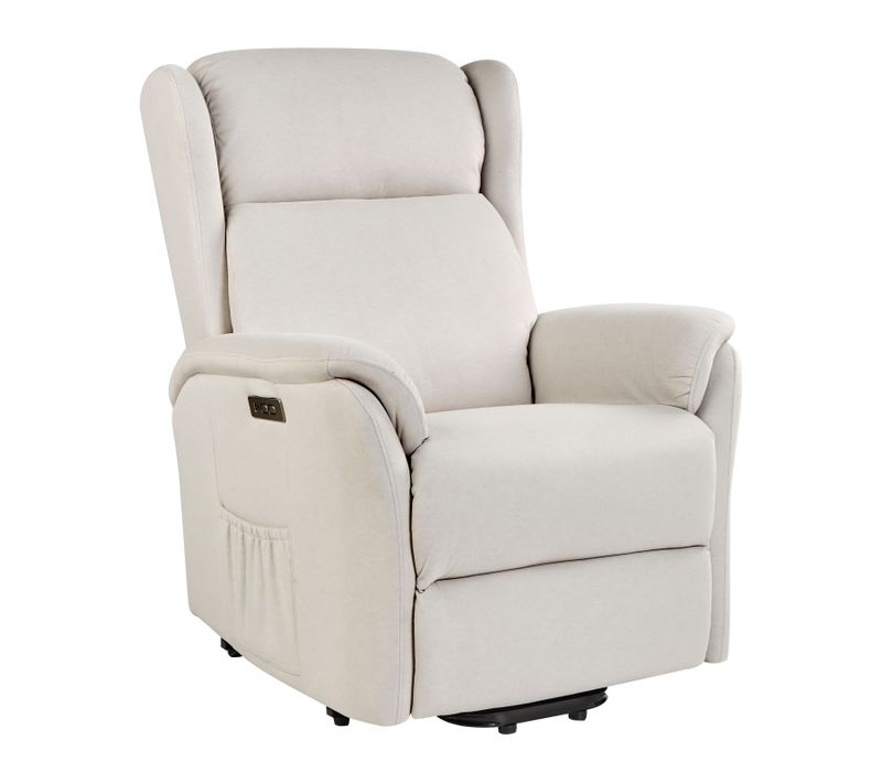 Fauteuil Électrique Inclinable En Tissu Crème Elegy