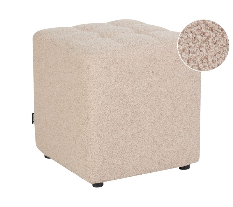 Pouf En Tissu Bouclé Beige Kansas