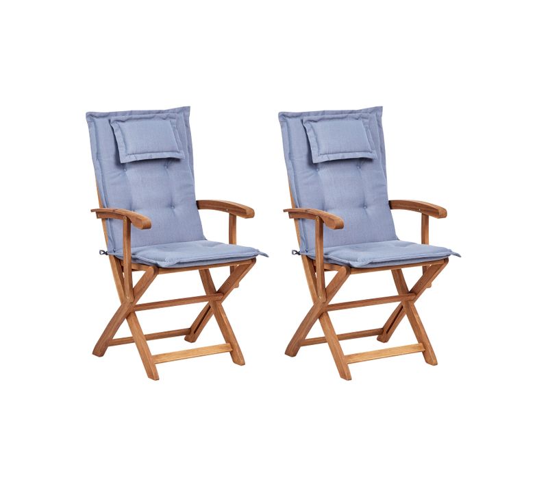 Chaise De Jardin Set De 2 Bois Bleu Maui Ii
