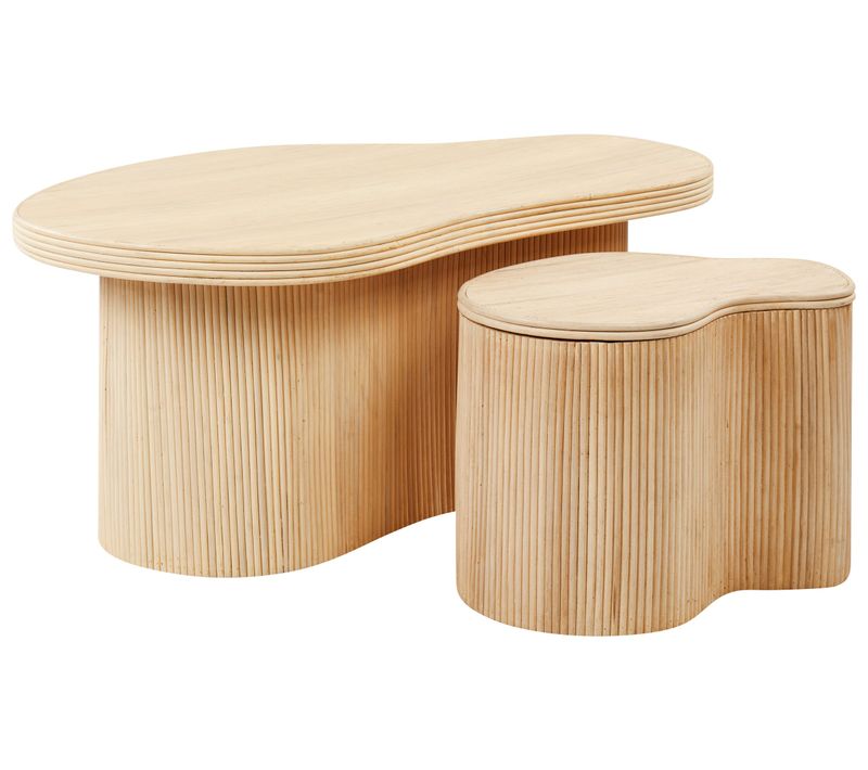 Lot De 2 Tables Basses En Rotin Naturel Salanti