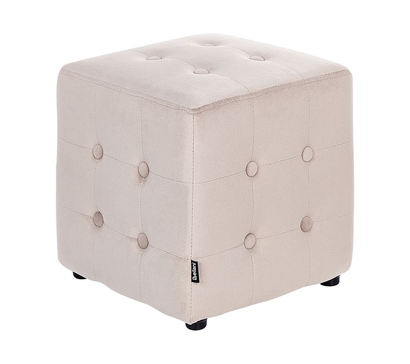 Pouf En Velours 36 X 36 Cm Beige Clair Wisconsin
