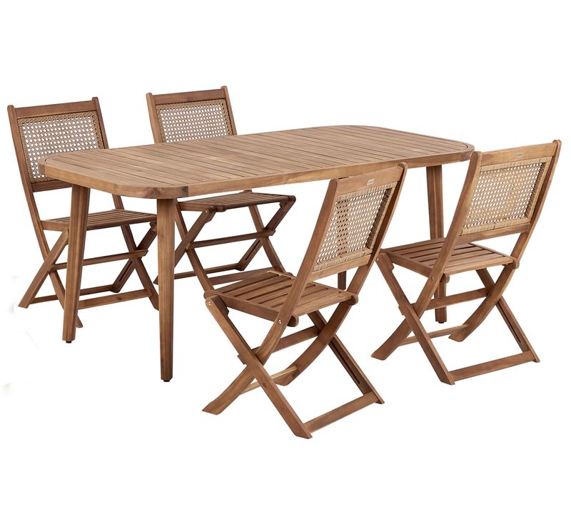 Salle à Manger De Jardin 4 Places Paraggi Bois D'acacia Certifié Marron Foncé