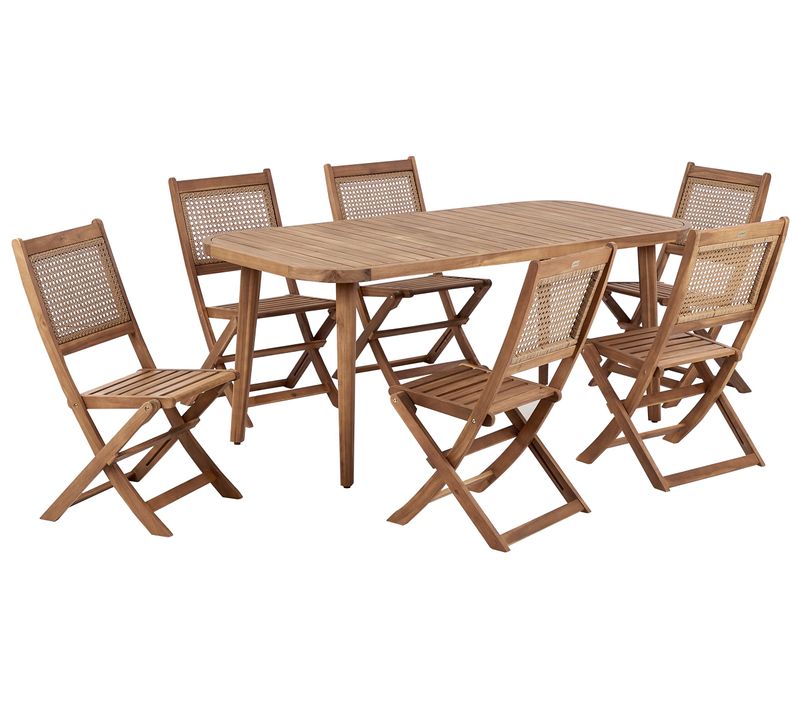 Salle à Manger De Jardin 6 Places Paraggi Bois D'acacia Certifié Naturel