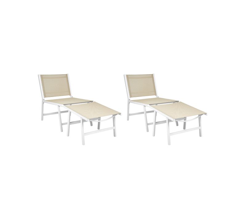 Lot De 2 Chaises De Jardin Marceddi Métal Blanc/beige