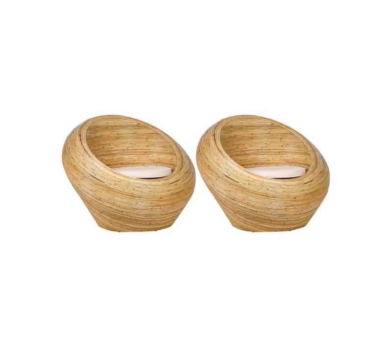 Ensemble De 2 Fauteuils De Jardin Maiori Rotin Naturel