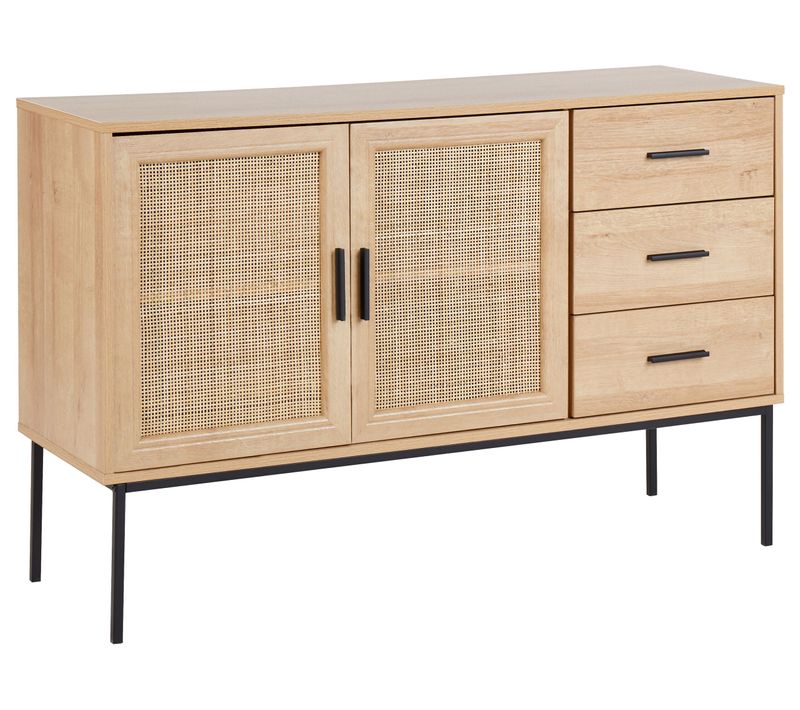 Buffet 3 Tiroirs En Rotin Bois Clair Pasco