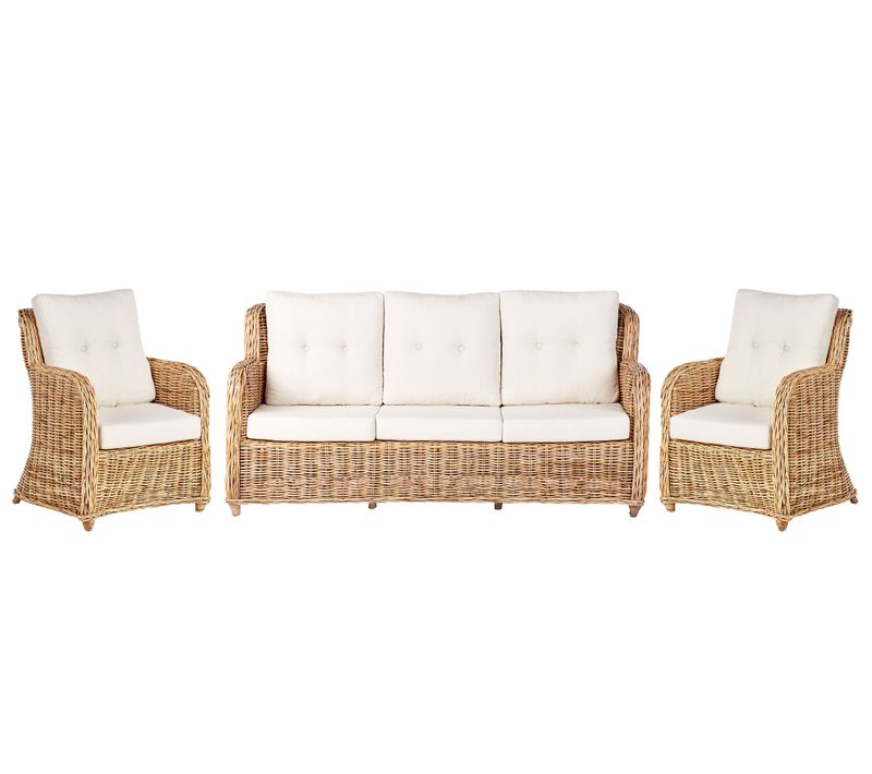 Ensemble De Canapés De Jardin 5 Places Alessano Rotin Naturel