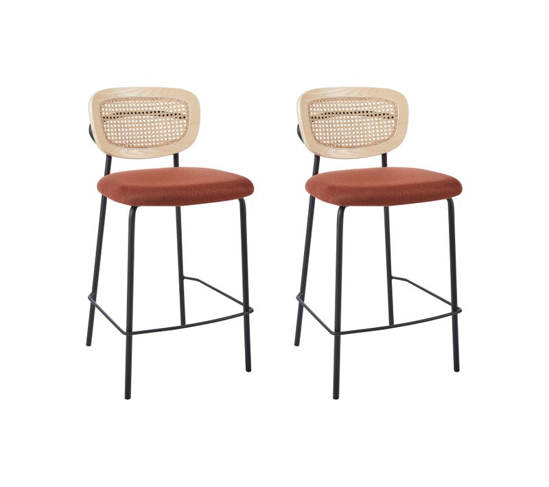 Lot De 2 Chaises De Bar Mayetta Rotin Orange