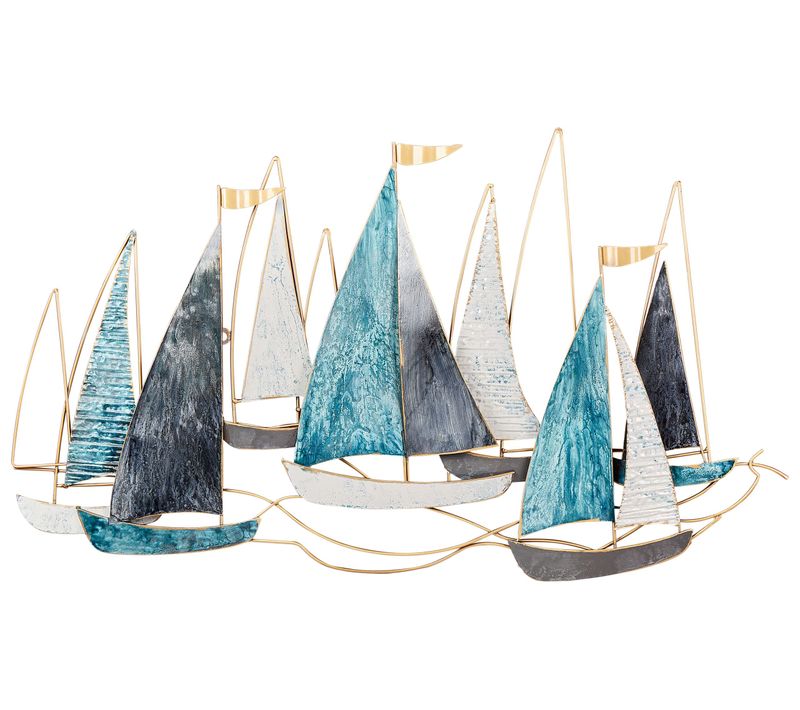 Décoration Murale Bateau Bohrium 50 Cm Métal Bleu