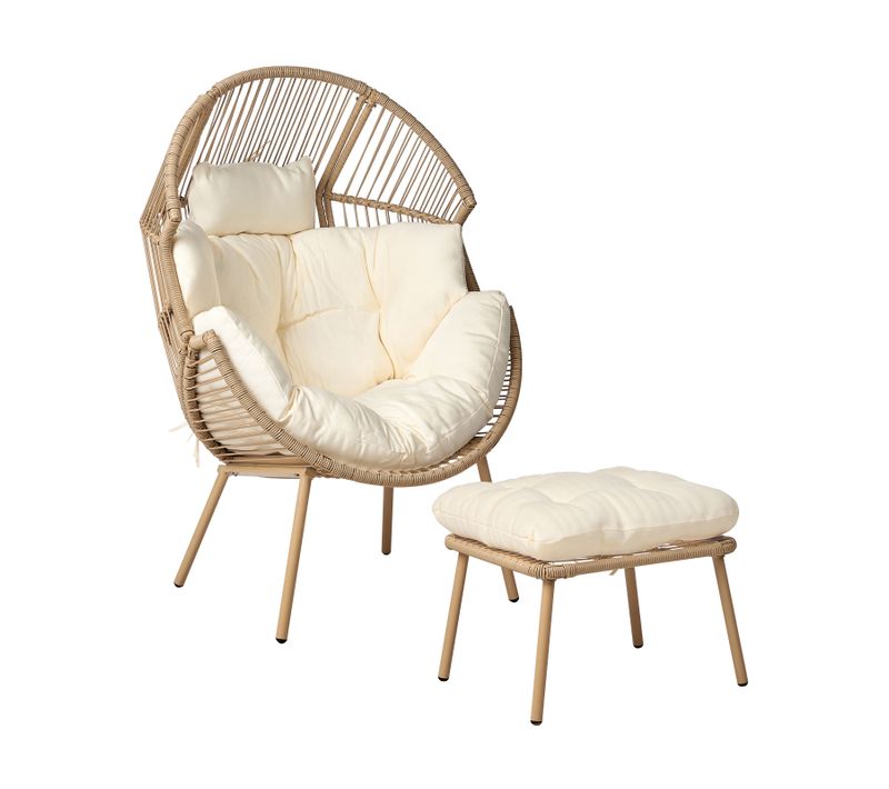 Chaise De Jardin Avec Un Pouf En Polyrotin Murano