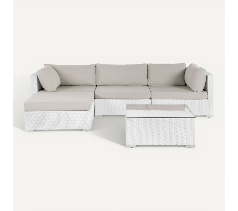 Ensemble De Canapés D'angle De Jardin 4 Places Sano Côté Droit Polyrotin Blanc