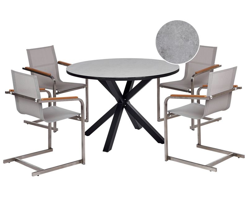 Salle à Manger De Jardin 4 Places Maletto/cosoleto Métal Gris