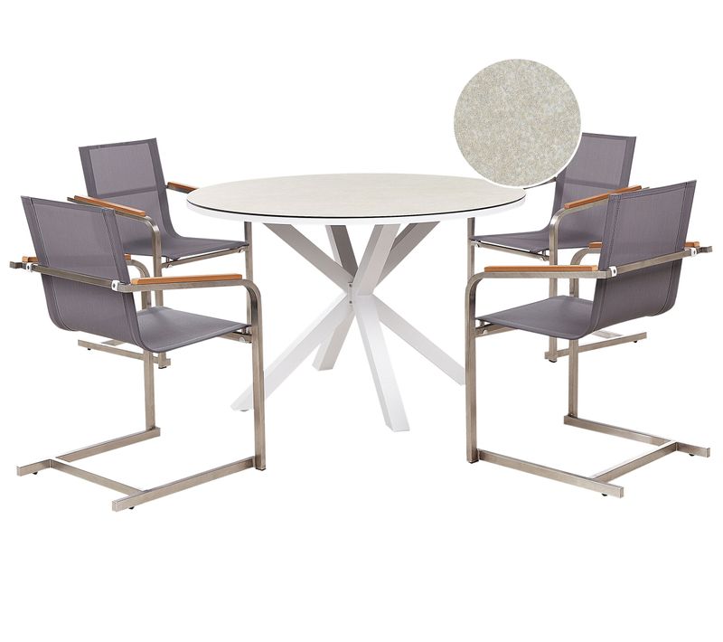 Salle à Manger De Jardin 4 Places Maletto/cosoleto Métal Taupe