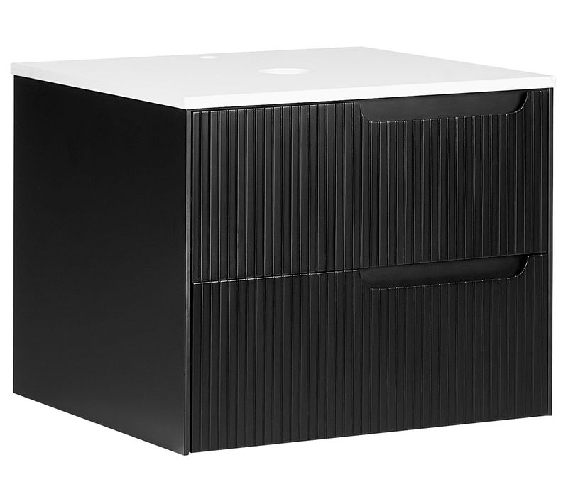 Meuble Lavabo Mural Quintela 60 Cm Noir