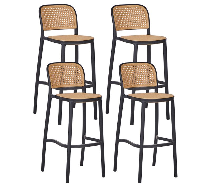 Lot De 4 Chaises De Bar Plose Matière Synthétique Beige