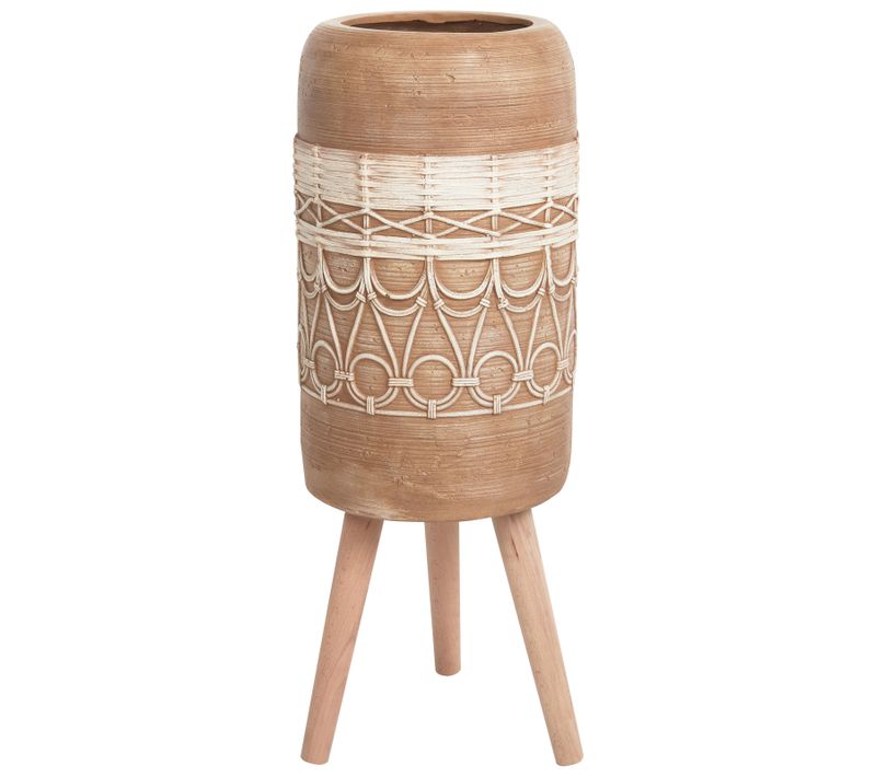 Cache-pot Sur Pied Dryopteris 29 Cm Marron Clair