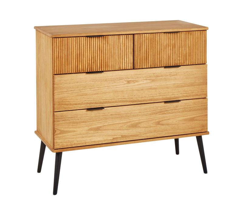 Commode à 4 Tiroirs Timmins Bois De Pin Marron