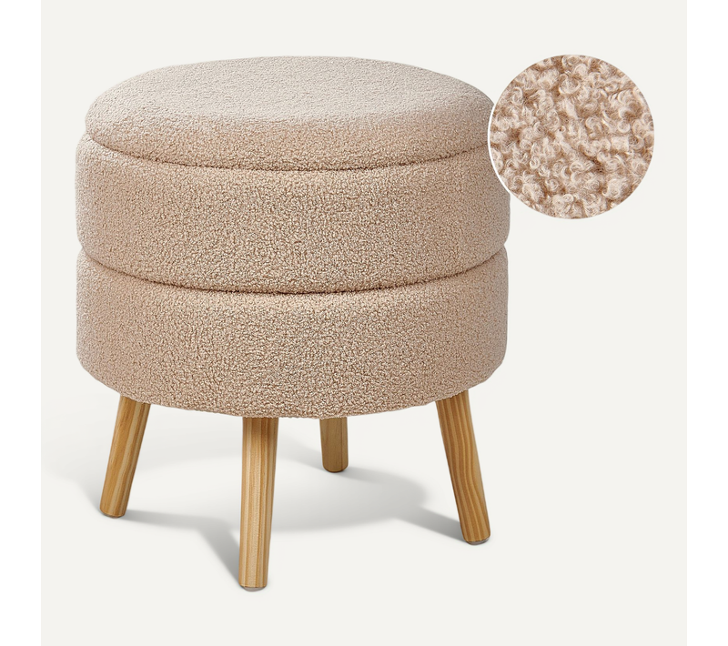 Tabouret De Rangement Okaton Bouclé Beige
