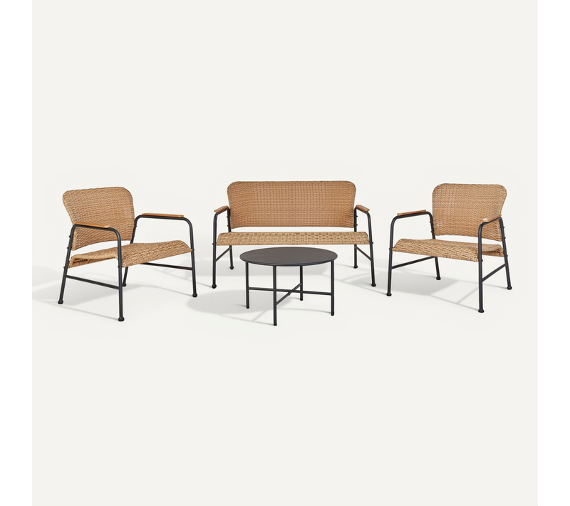 Ensemble De Salon De Jardin Avec Table 4 Places Ofanto Polyrotin Naturel