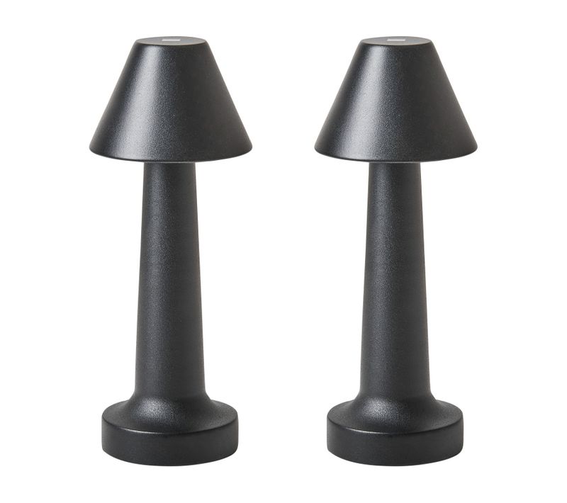 Lot De 2 Lampes De Table LED Sans Fil Joanes Avec Variateur Métal Noir